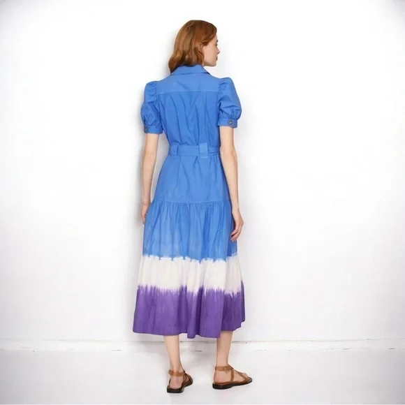 🌻 Derek Lam 10 Crosby Blue Dip Dye Midi Dress size 50 IT or size 14 US - Picture 7 of 13